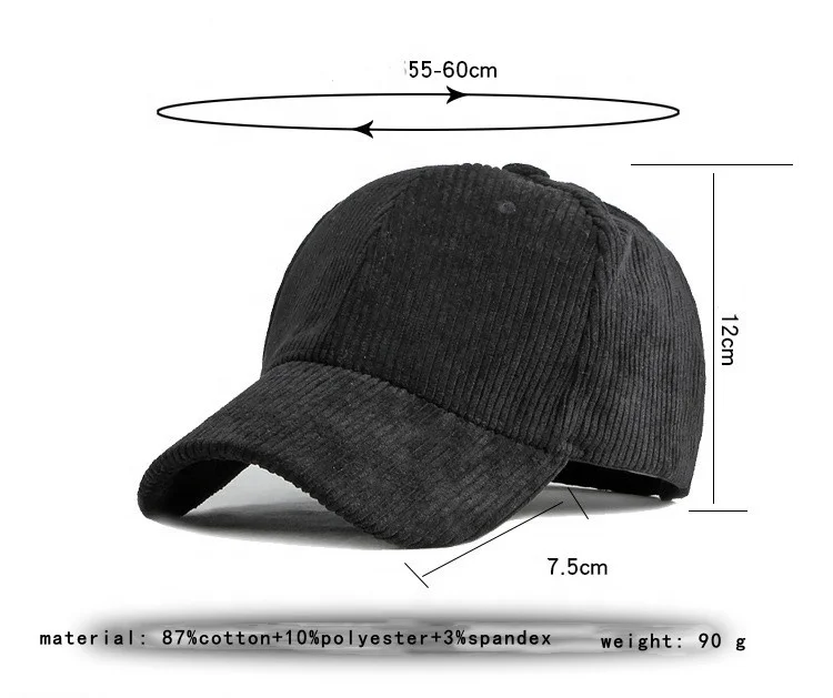 high quality fitted hats sports custom logo hats corduroy baseball cap