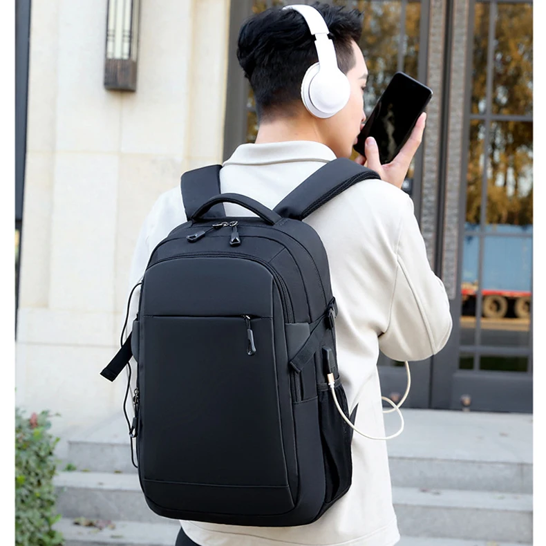 2024 New Factory 15.6 Inch Custom Logo Waterproof Oxford Material Business Men Day Pack Bag Travel Laptop Backpack USB