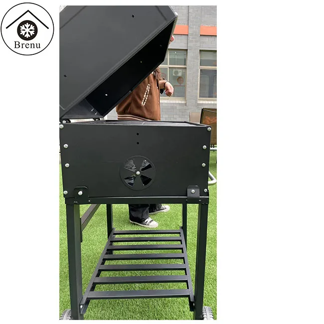 Brenu black folding simple camping outside large size combined beam portable vertical rotary furnace black barbecue grill