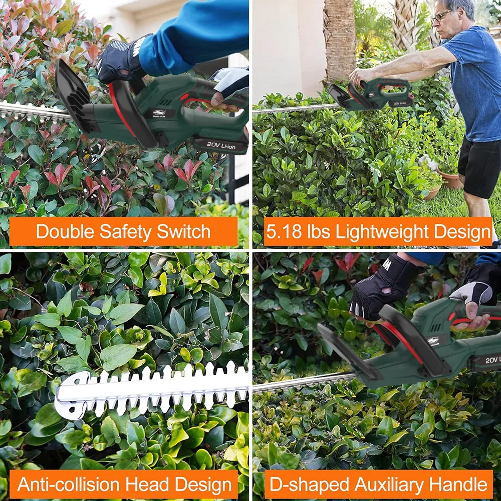 520mm Hedge Double Blade Bush Trimmer Professional cordless 20V electric hedge clipper bush trimmer