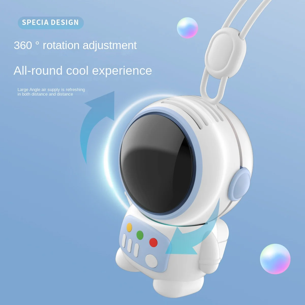 Cartoon Spaceman Mini USB Charging Portable Fan Bladeless Keychain Pendant Astronaut Table Two Electric/Battery Plastic