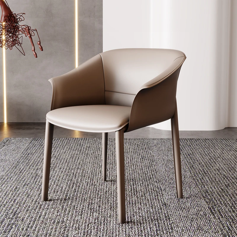 Modern luxury italian european designer style Saddle Leather Upholstery Hotel Home kitchen Dining Room Arm Chair Wholesale