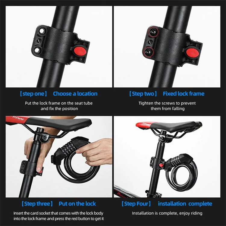 Keyless Lock Combination Chain Bicycle Cable Universal Protective Bike Lock