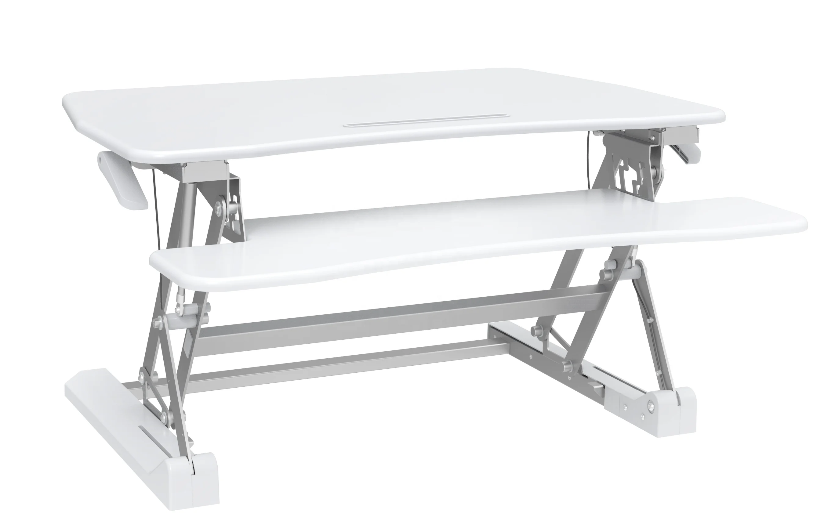 V-mounts Home Office Modern Dual Monitor Laptop Desk Height Adjustable Computer Riser Sit Stand Converter Made Plastic VM-LD07