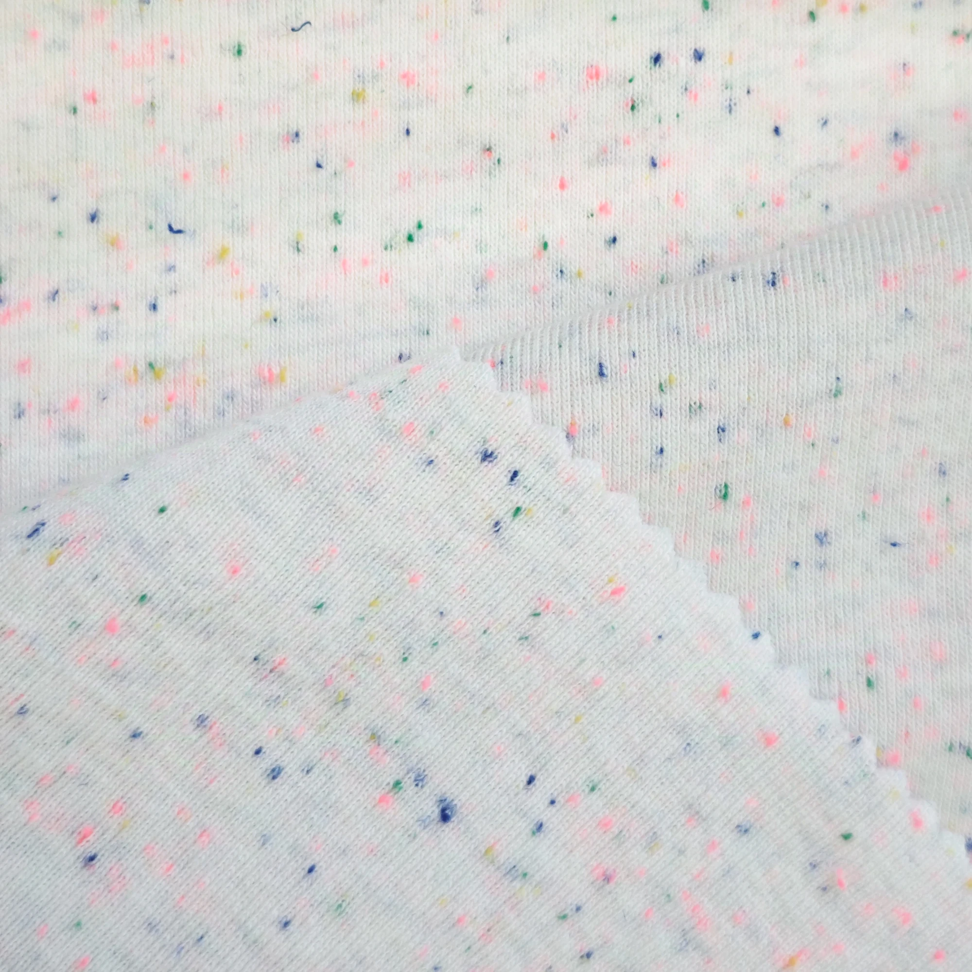 Wholesale Custom Breathable 245gsm Low Stretch 100% Combed Cotton Colorful Fancy Dot 1*1 Rib Fabric For Dress T-shirt