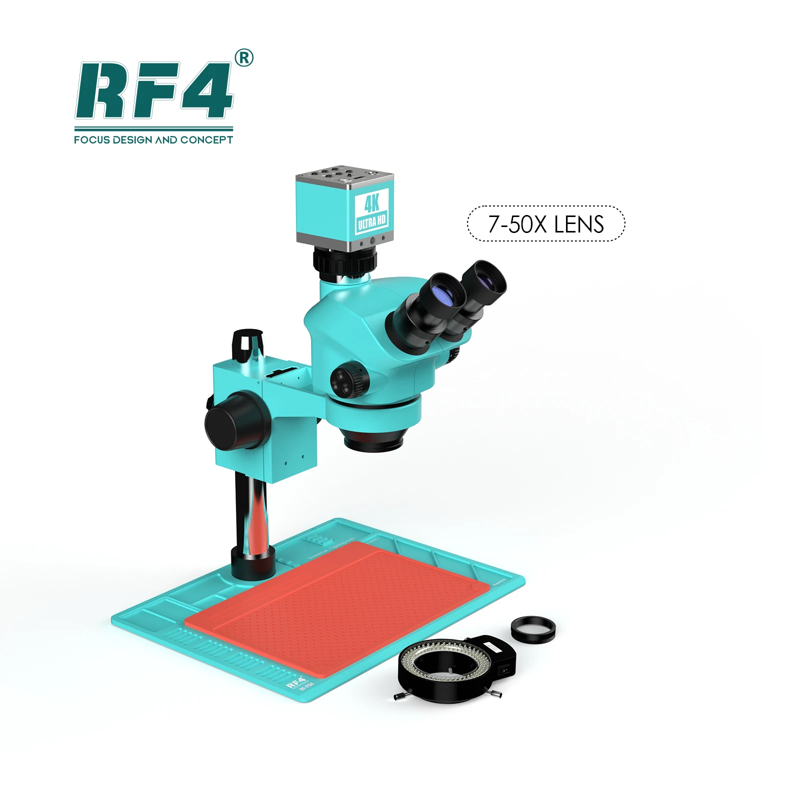 RF4 7-50X Stereo Microscope Jewelers Microscope With 4k HD Camera Multifunctional Microscope