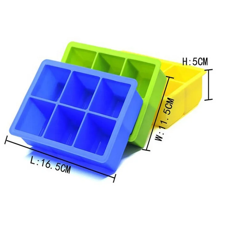 Customized logo Ice Cube Trays with Silicone Lid, 6Grid Square Ice Tray, Easy Release and Stackable Ice Cube Mold