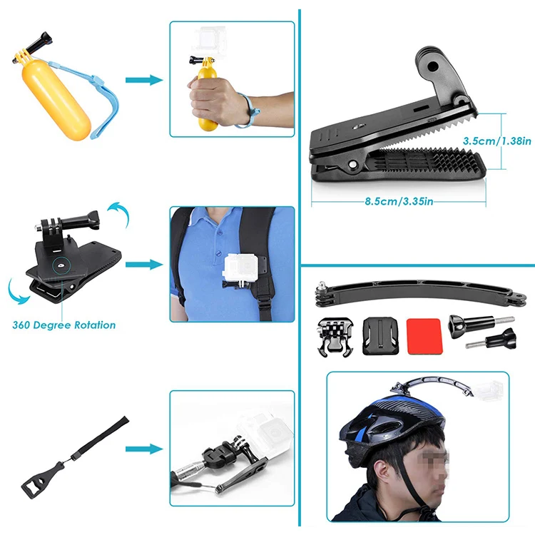 2021 Amazon hot Gopros аксессуары набор 50 в 1 Аксессуары для фотографического оборудования