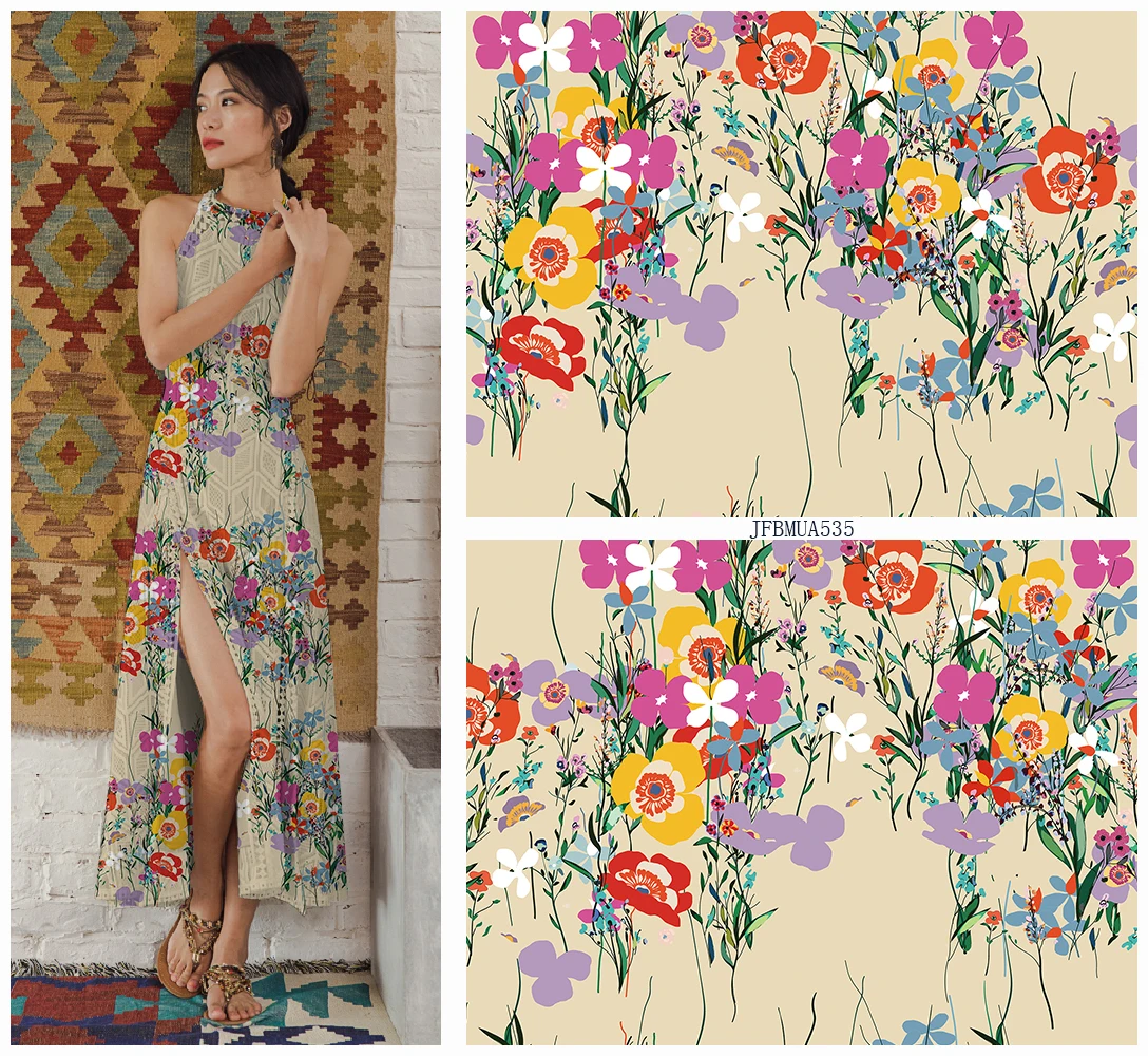  New Fashion 100% Polyester Chiffon Custom Digital Jacquard Printing Fabric For