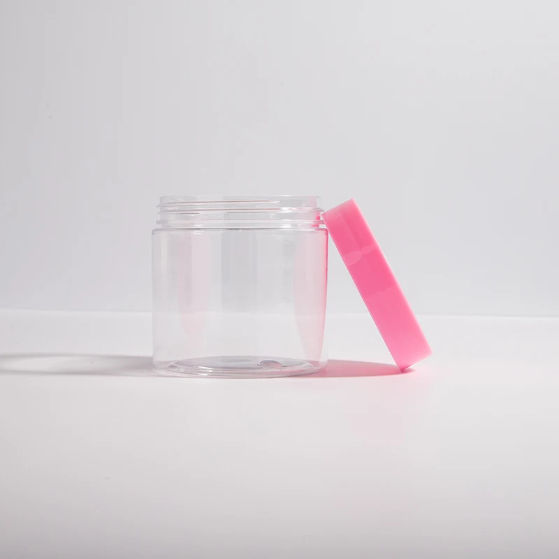 8 Oz Clear Plastic Body Cream Containers With Pink Lid Refillable Round Container Cosmetic Travel Container For Body Scrub