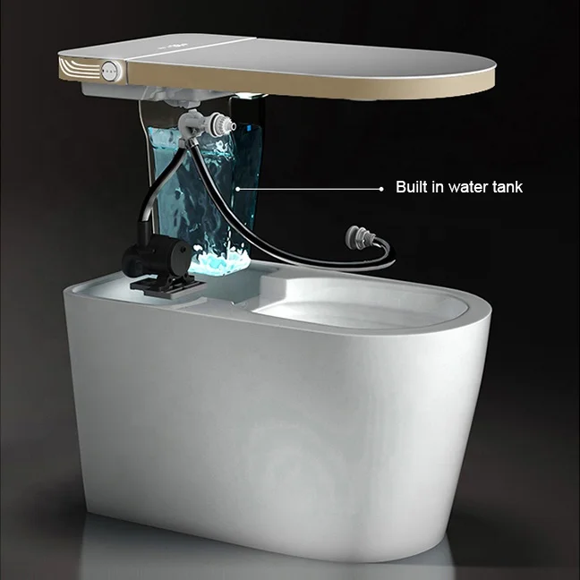 Modern automatic water closet wc luxury gold intelligent toilet bowl floor mounted bathroom smart toilet