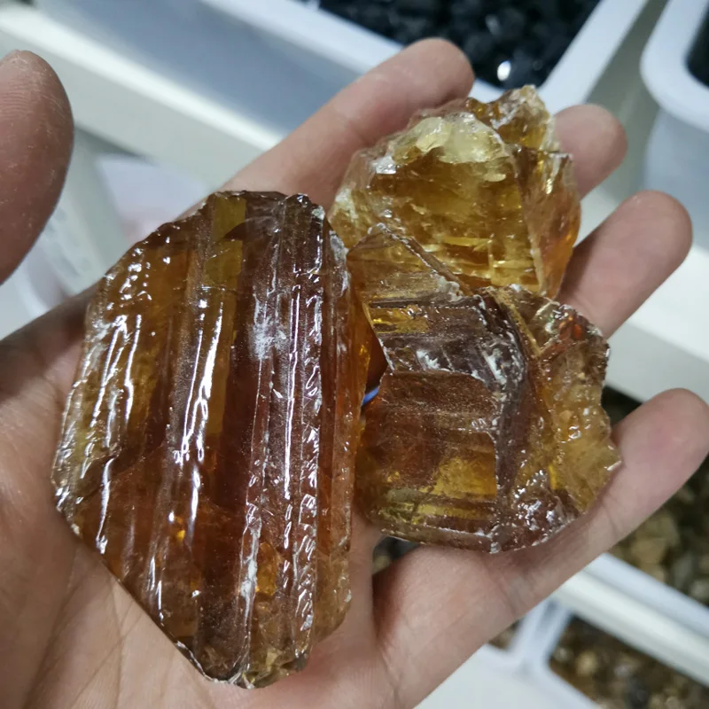 Natural rough Crystal Quartz Amber calcite mineral specimen stone raw Amber calcite for sale