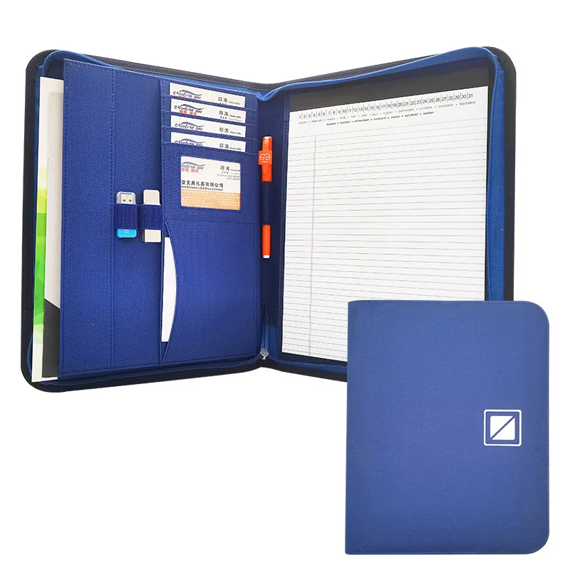 ModernQiu Custom A4 Fabric Portfolio Case Folder Hot Selling Business Padfolio  with Notepad for Documents