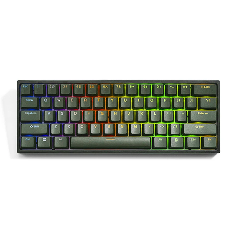 Factory hotswappable K61 Gateron optical switch wired dye pbt ball keycaps 61keys ergonomic RGB 60% gaming keyboard