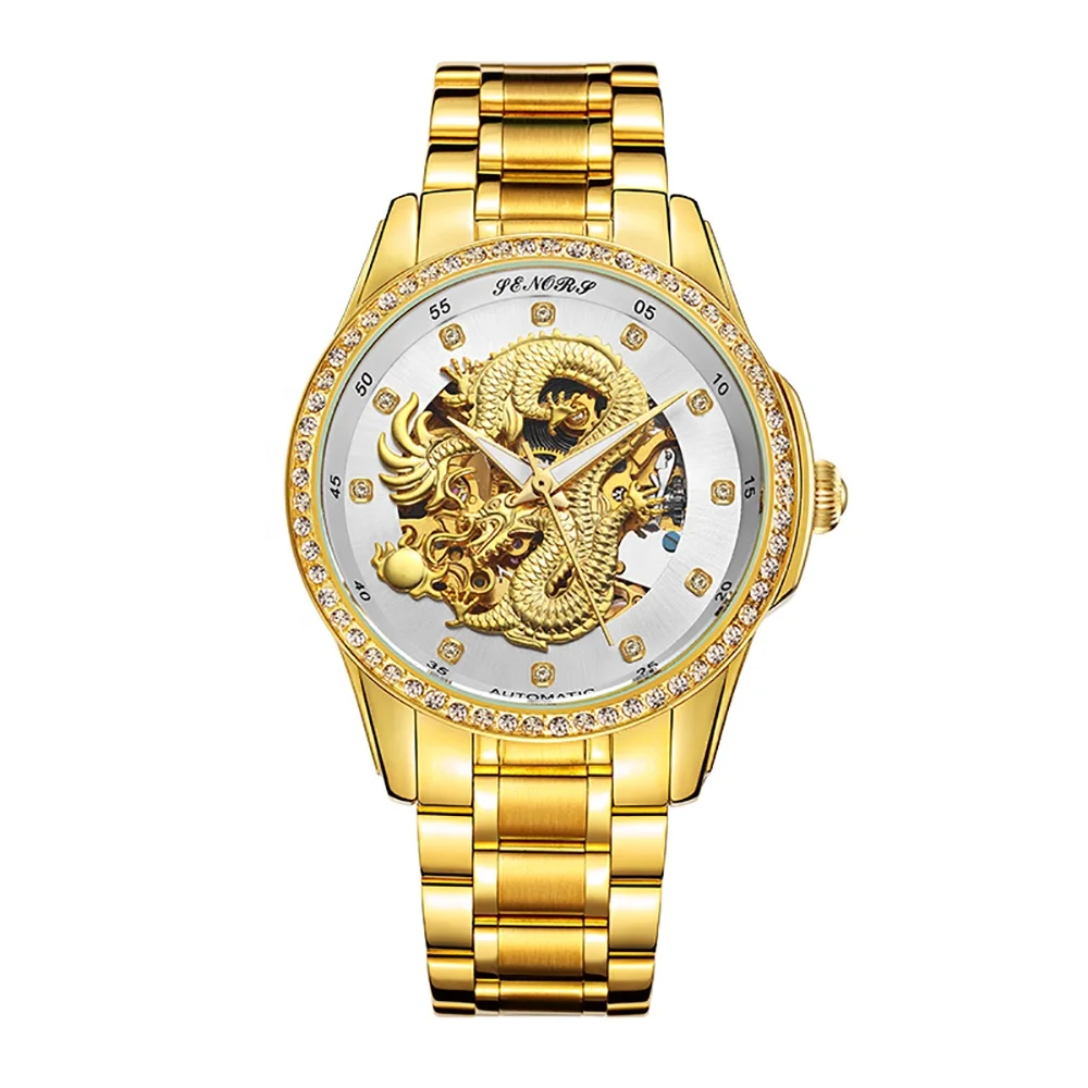 Luxury Watch Mechanical 3D Gold Dragon High Quality Automatic Mechanical Watches Men Wrist