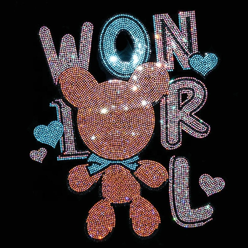 Custom OES Design Logo Motifs Made Crystal For T-Shirts Clothes Hoodie Bling Sheet Rhinestone Templates Heat Iron On Transfer
