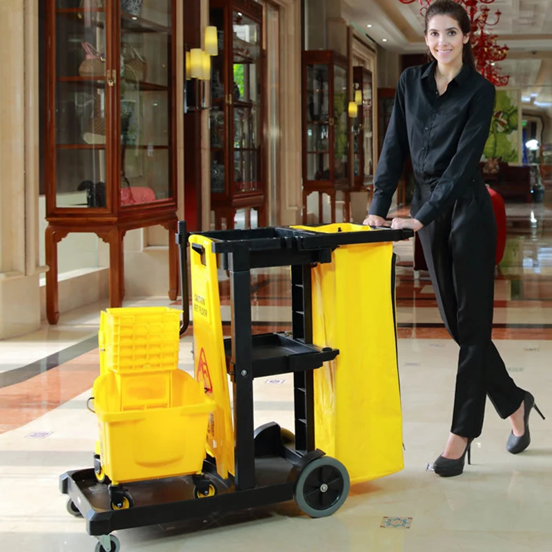 Multipurpose Plastic Hotel Hospital Housekeeping Maid Cleaning Cart Janitor Cart Cleaning Trolley