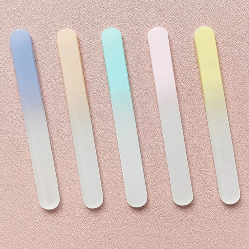 High Quality Glass Nail File with Case Double Sided Etched Glass Filer Glass Nail File Custom Nail Tool
