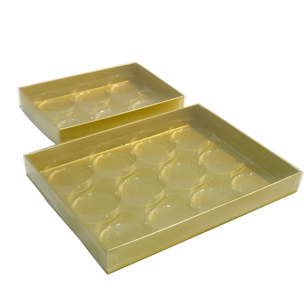 with plastic tray insert custom luxury rigid chocolate packaging clear lid cover and base box