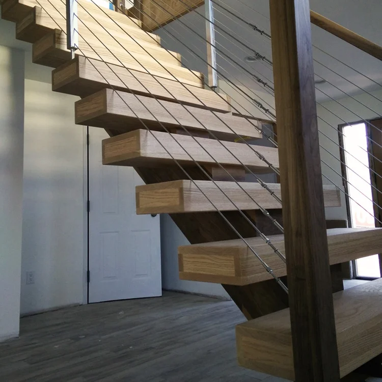 Contemporary Prefabricated Slide Step Walnut Scale Collier Metal Stair L Shaped Stair Straight Staircase Designed For Wood Stair
