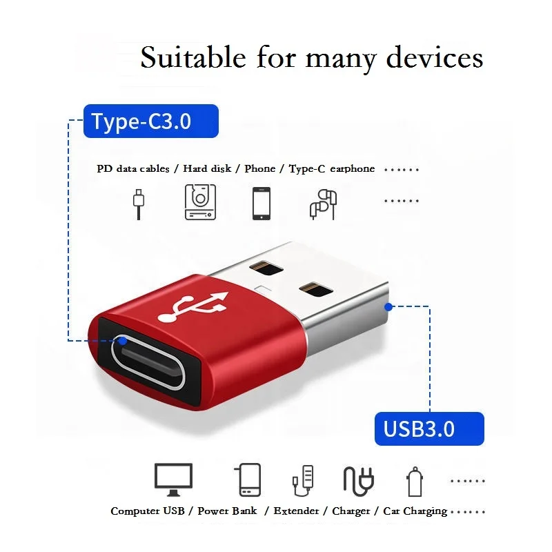 Высококачественный Переходник USB в C из цинкового сплава, 5 Гбит/с, USB3.0 A папа-USB Type C мама