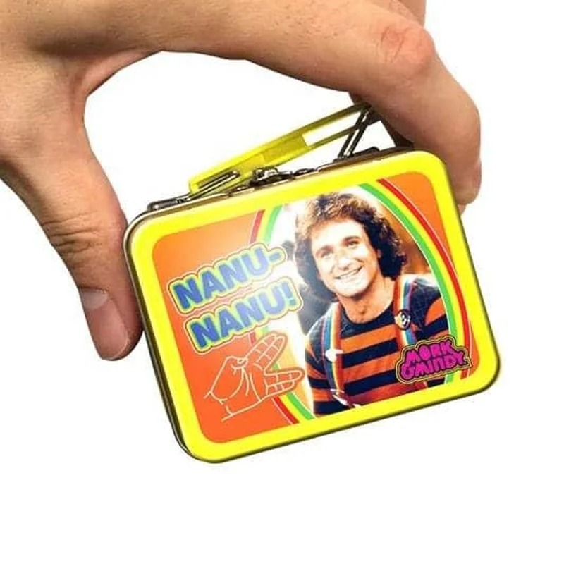 Lovely Customized Printed Logo Rectangular Mini Vintage Metal Tin Gift Suitcase Lunch Box With Handle For Kids