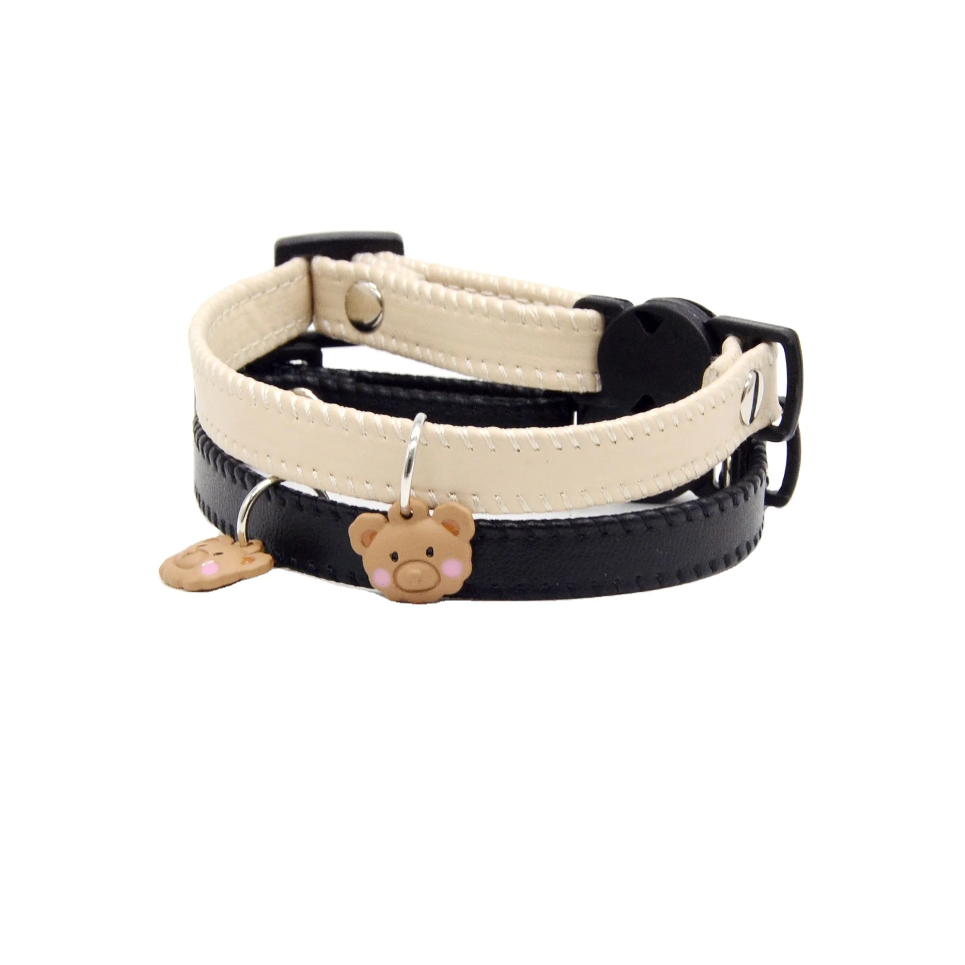 Hot Selling New Design Luxury Leather Custom Name ID Personalized Cat Collar Breakaway Buckle