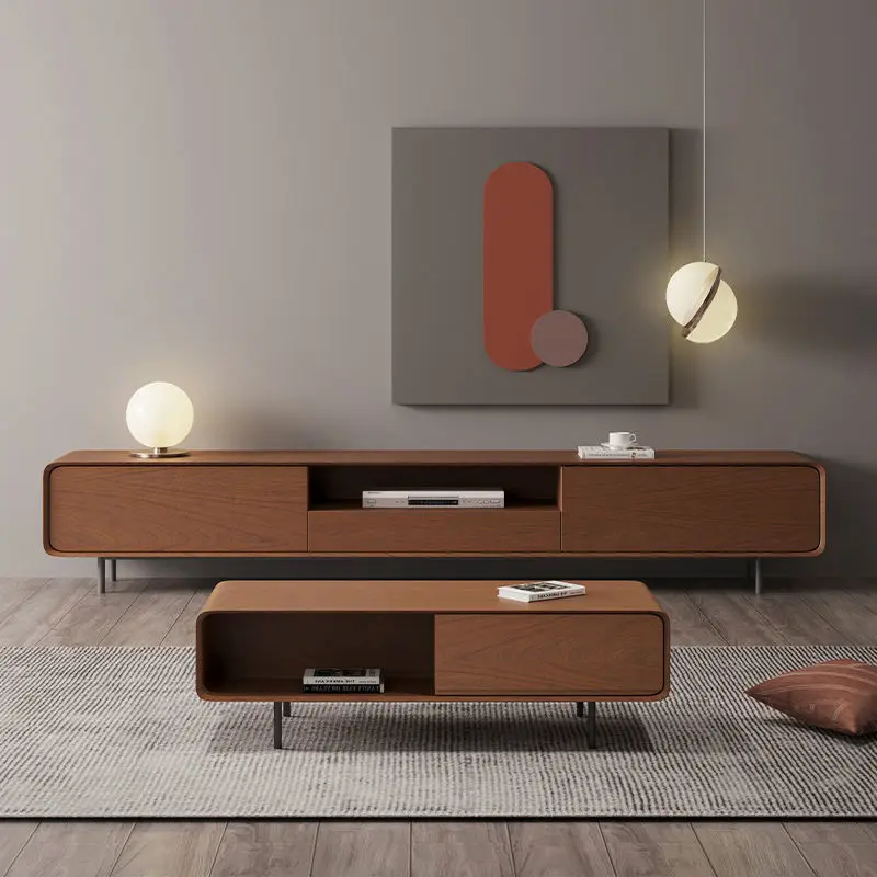 Wholesale Tea Table Modern TV Stand Cabinet Floor Standing TV Unit Wooden TV Bench With Iron Legs For Living Home Furniture