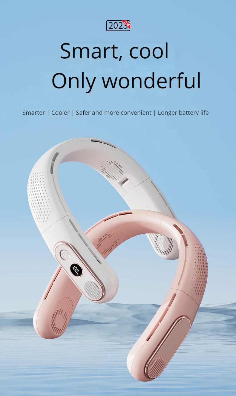 rechargeable portable cooling semiconductor all-wheel-drive neck fan Rechargeable 4000mAh leafless suspension neck fan
