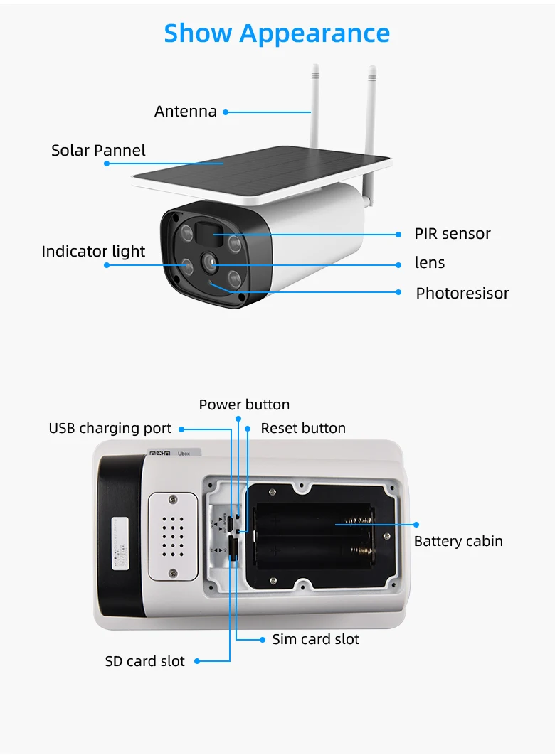Outdoor Remote mobile phone PIR detection wake up supported Tuya Smart Life APP 4G Wifi Solar Camera