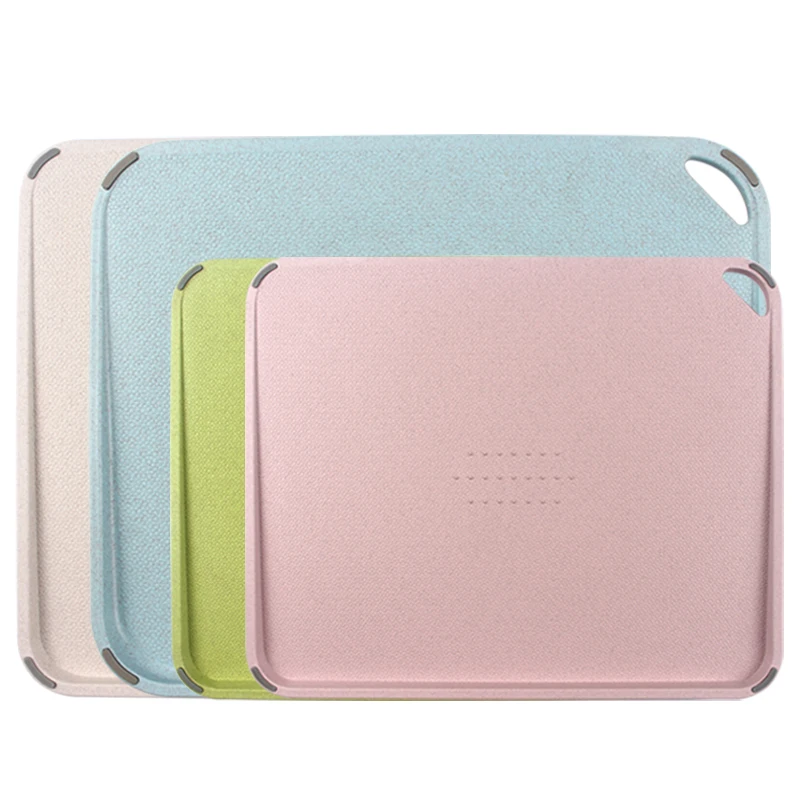 
Eco-friendly Double-Sided Wheat Straw Fiber Chopping Board 2 Piece Plastic Cutting Board Set With Sharpen stone 