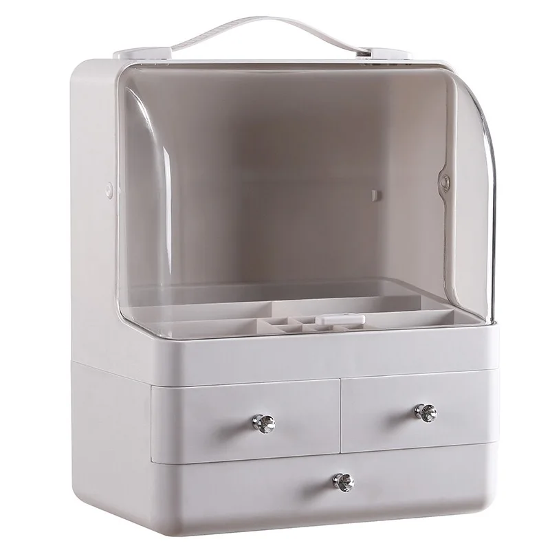 Waterproof Clear 2 Drawer Desktop Cosmetics Plastic Storage Box Make Up Organizer