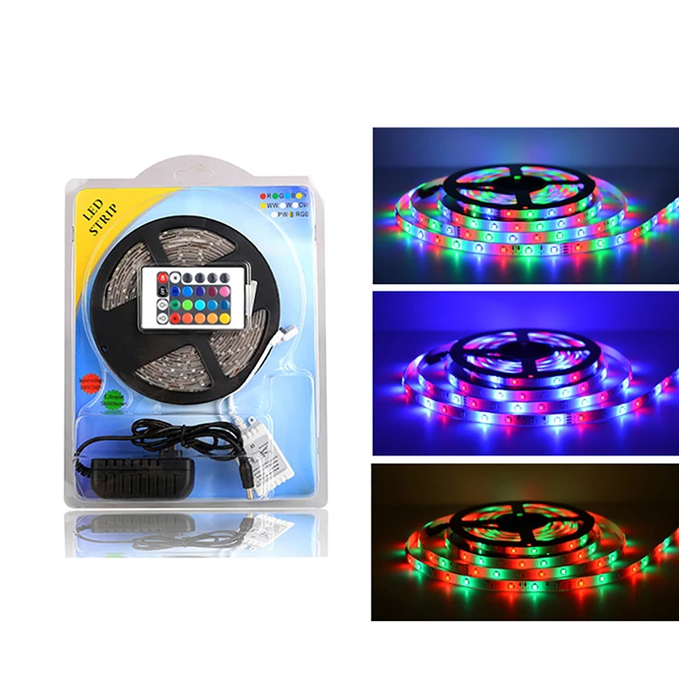Dropshipping Home Alexa Tuya  Dream Color 5050 Rgb Led Strip Light 5m Led Stripe 24keys Smd Ir Remote Controller