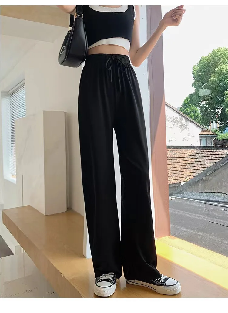 Soft Comfort Women Black Pants New High Waist Casual Summer Slacks Pants Women Ankle-Length Long Trousers Female Slacks