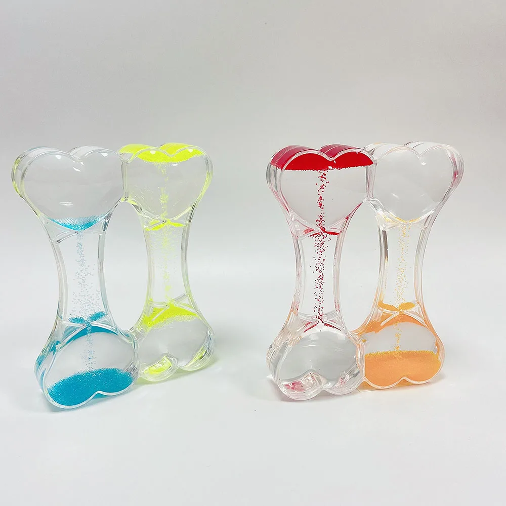 Novelty Liquid Double Heart Sand Timer Upside And Drip Water Hourglass For Children Toys