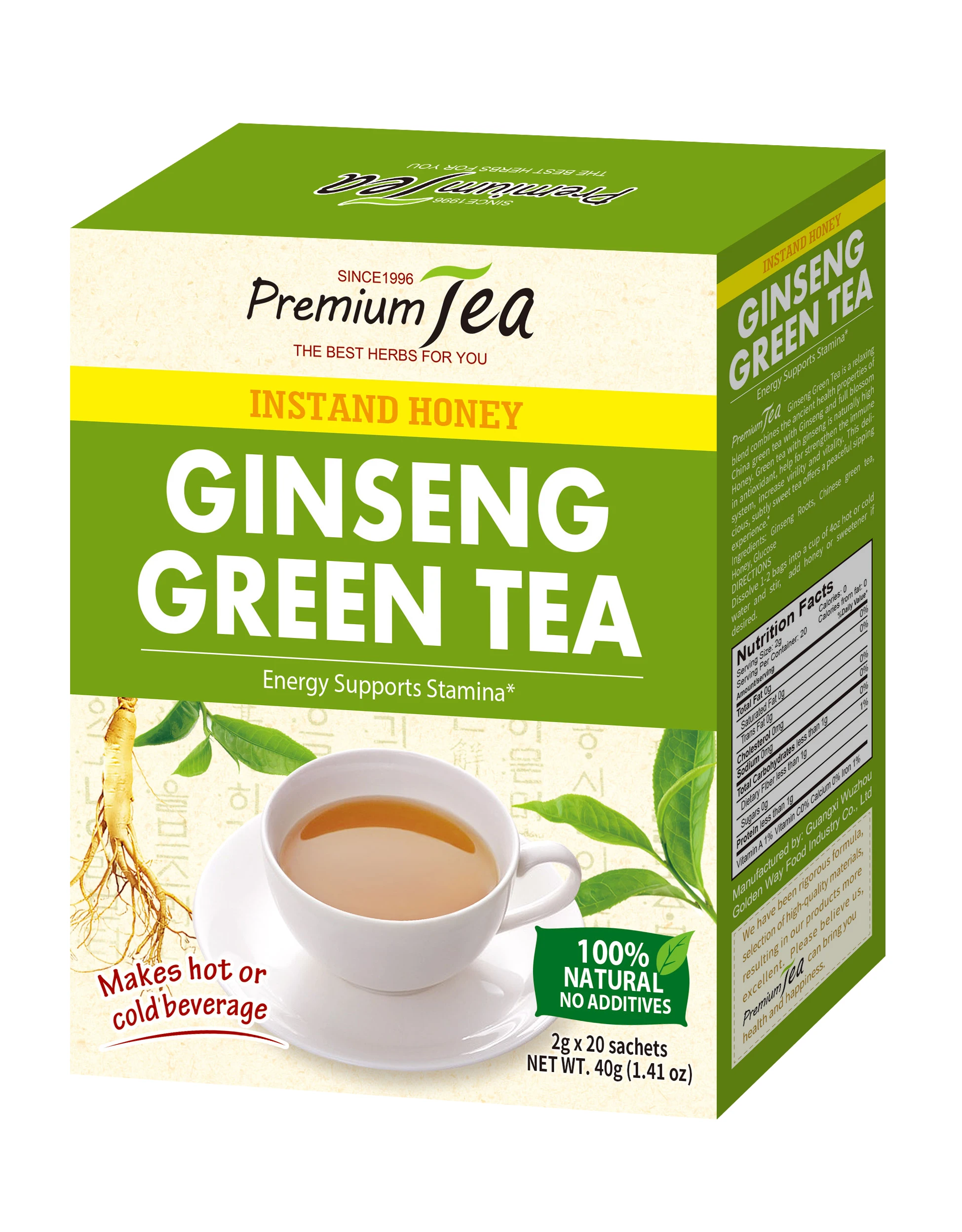 
Instant Honey Ginseng Green Tea Clod & Hot Beverage tea Drinks 