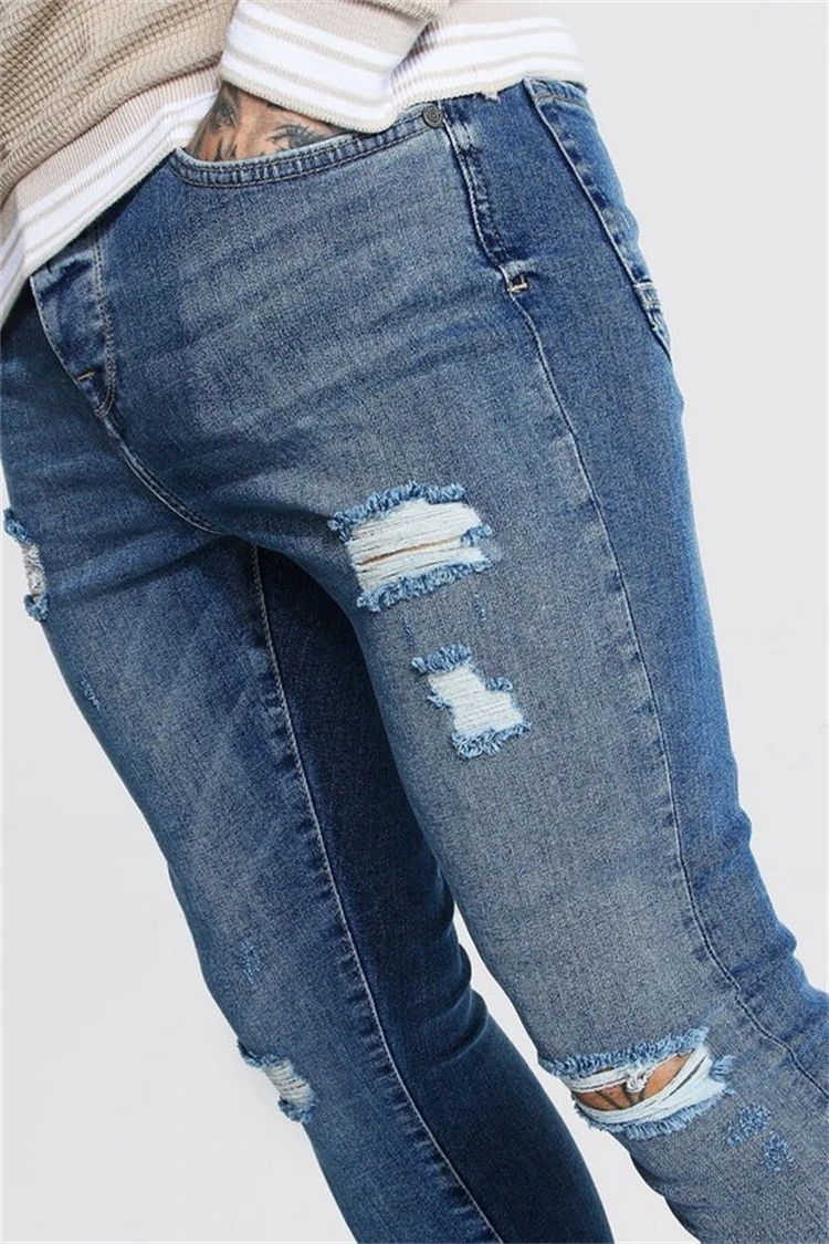 Men super skinny denim jeans men slim custom dance trousers slim fit jeans pants for men