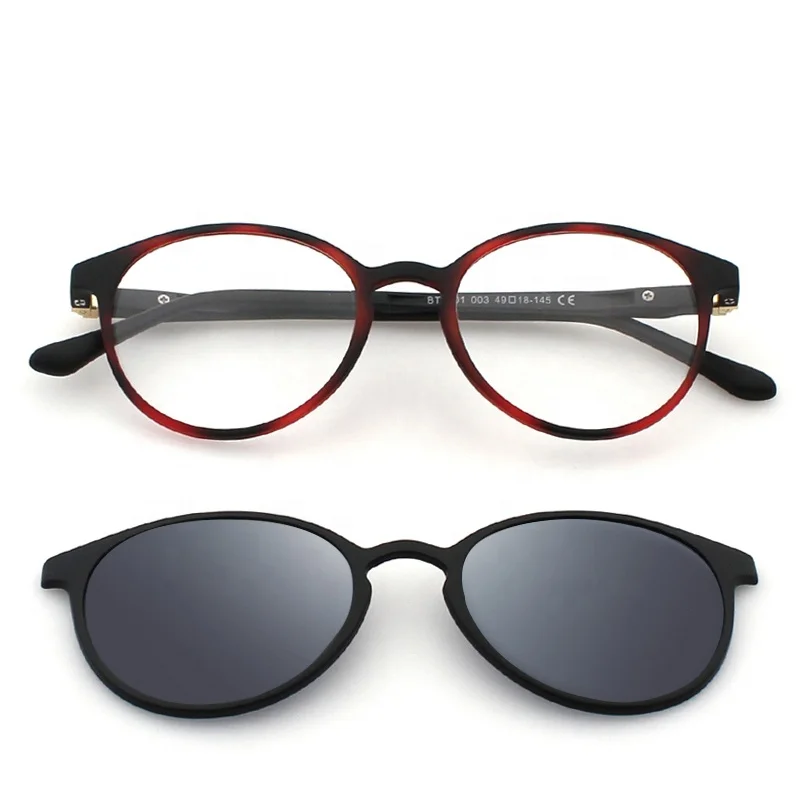 Super flexible round optical frame glasses eyeglasses with clip on magnetic unisex sunglasses