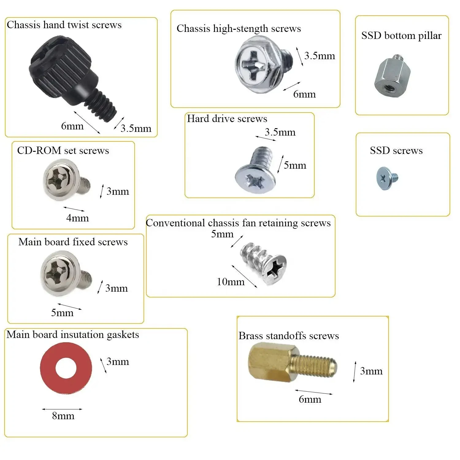 High Quality M0.5 M0.7 M0.8 M1 M1.2 M1.7 stainless steel material laptop computer custom micro screw set