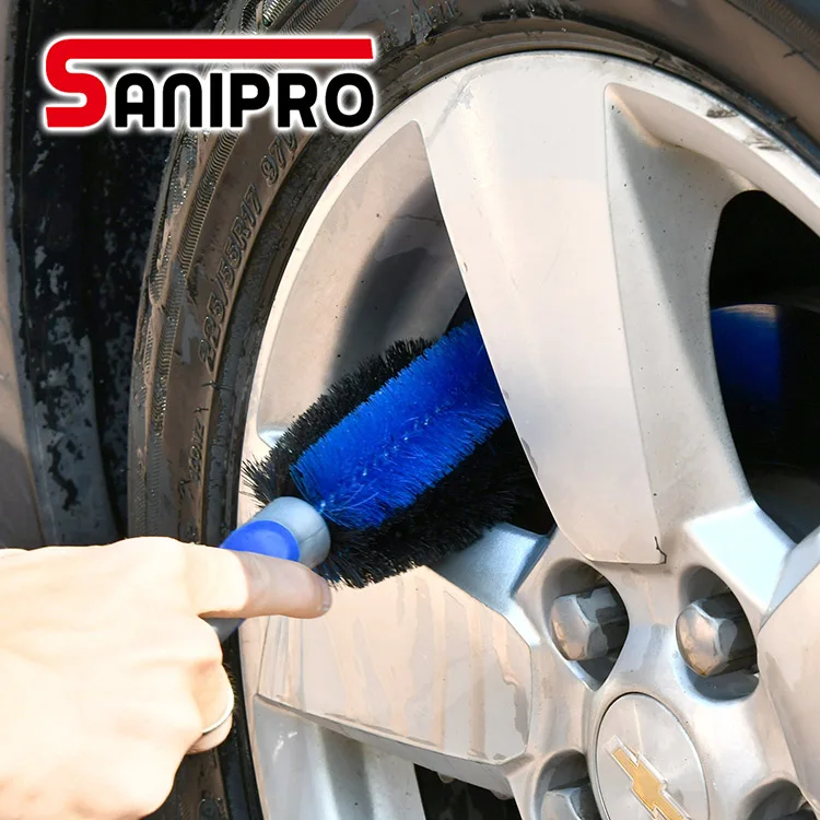 Sanipro OEM Small Custom Portable Car Wheel Tyre Cleaning Wash Tools Car Brushes Car Wheel Cleaning Brush