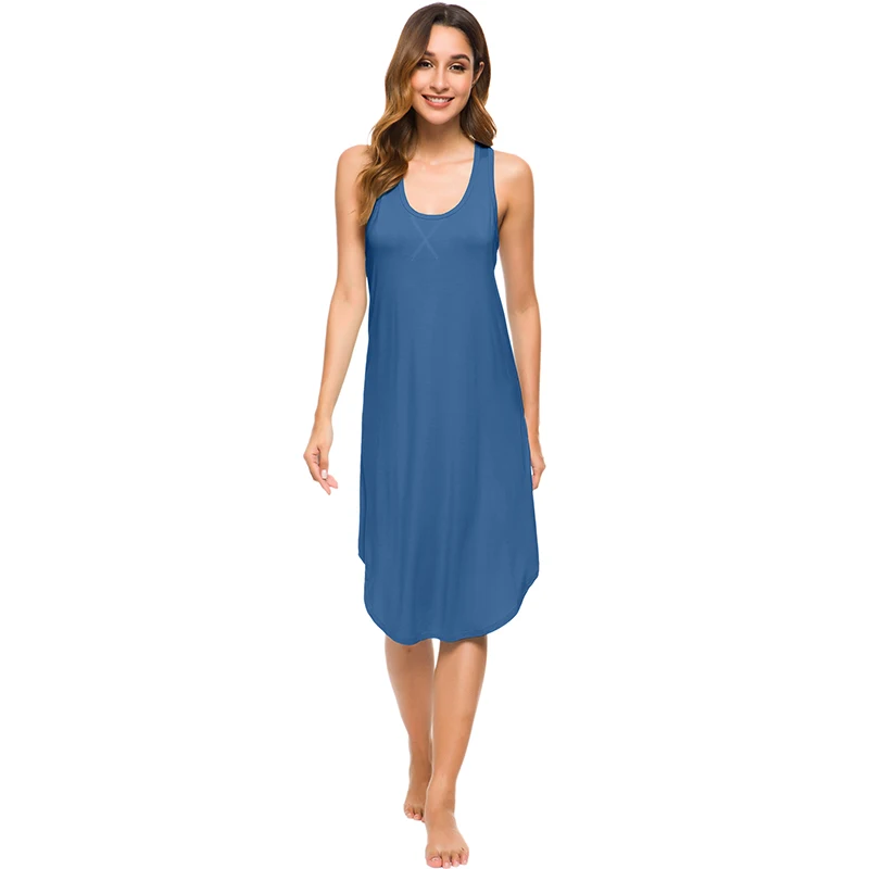 Eco Friendly Sleeveless Racerback Night Shirt Chemise Night Dresses for Woman Breathable Viscose from Bamboo Nightgown