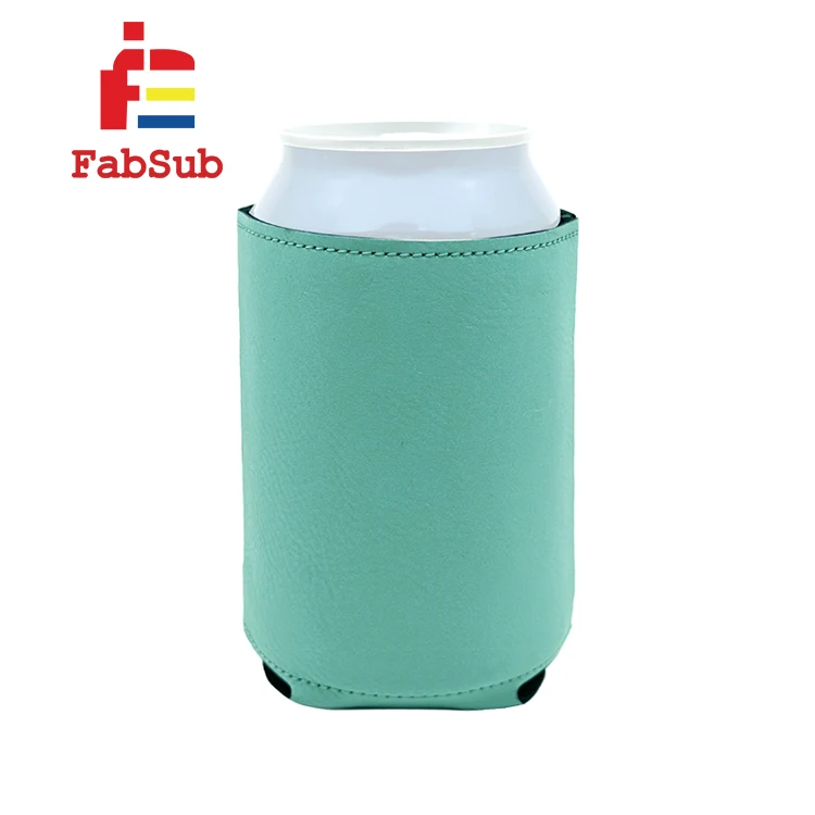 leather can cooler blank colorful printing laser leatherette beverage holder for custom design