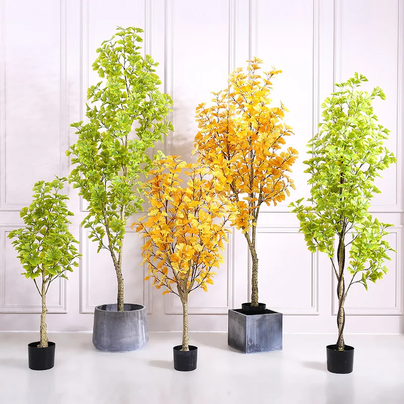 Hot Sale Ginkgo Yellow Tree Wedding Decorative Artificial Green Tree Fake Ginkgo Artificial Red Maple Tree