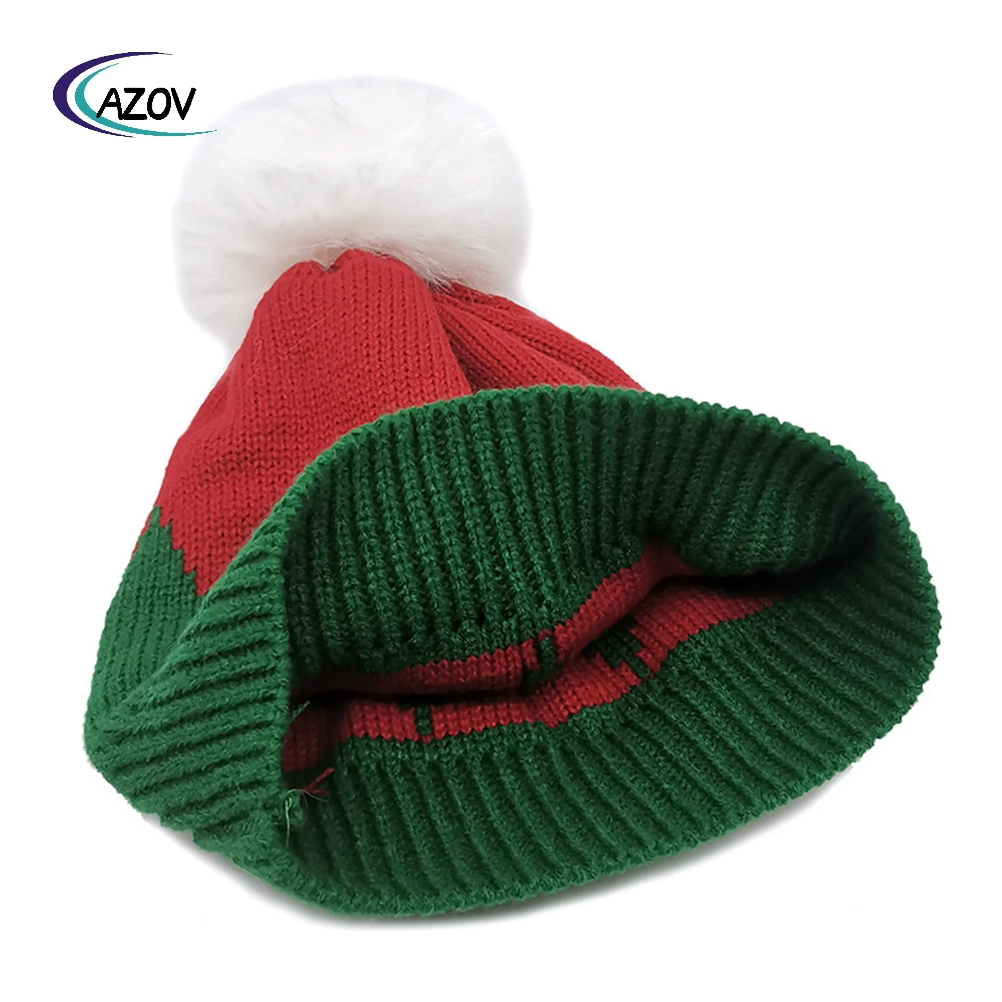 Christmas Parent-Child Model Knitted Hat Autumn Winter Warm Wool Hat Baby Boy Fur Ball Beanie Hat New Sleeve Cap