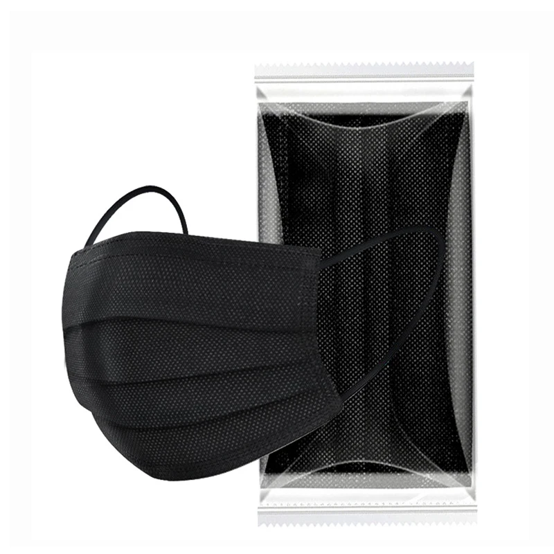 Нетканые одноразовые 3 слоя защитный черный маски индивидуально упакованные салфетки для уход за кожей лица 3 слоя черный одноразовая маска для лица