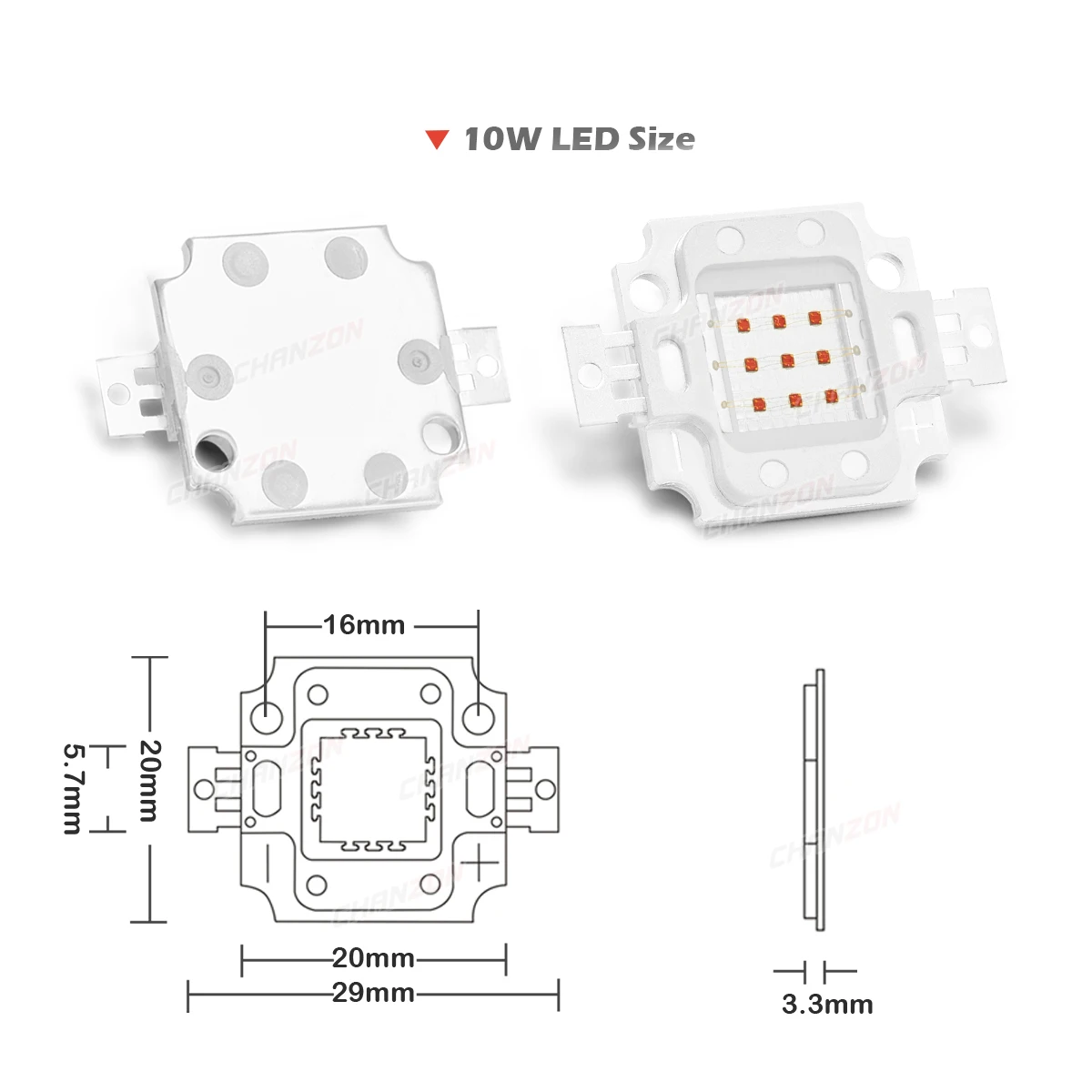 Red LED High Power LED Chip 10W (900mA) COB  Light Emitter Components Diode Red Light Lamps