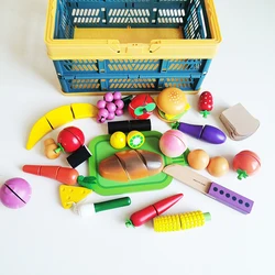 Детские развивающие Игрушки для раннего образования, деревянные игрушки для дома, 24 штуки фруктовых и овощных гамбургеров