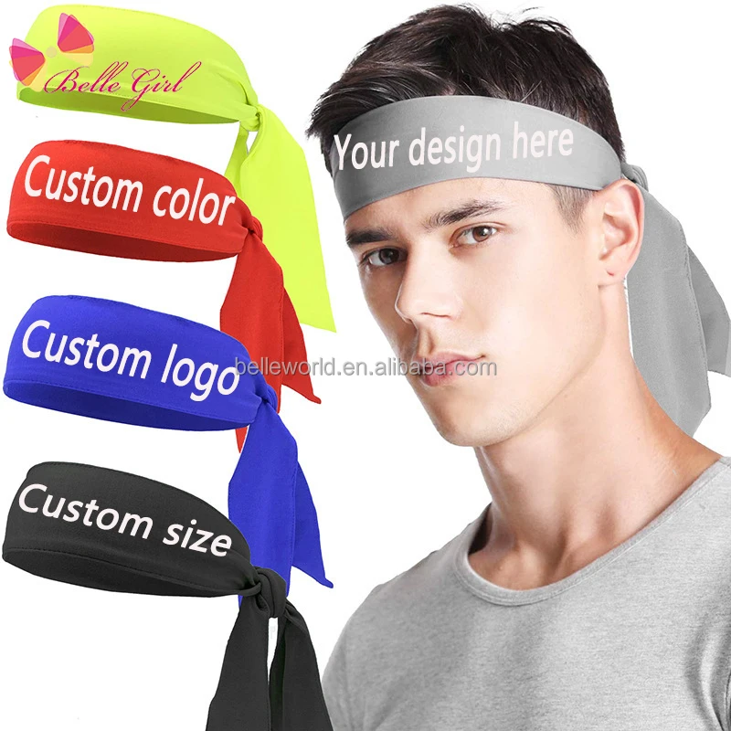 BELLEWORLD custom logo color long sports head band for men women comfortable elastic sweatband running bandeau de cheveux femme