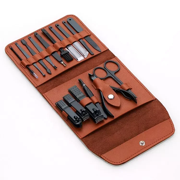 Hot Sell Nail Clipper Set Stainless Steel Manicure Set Toe Nail Correction Tool With Pu Leather Case