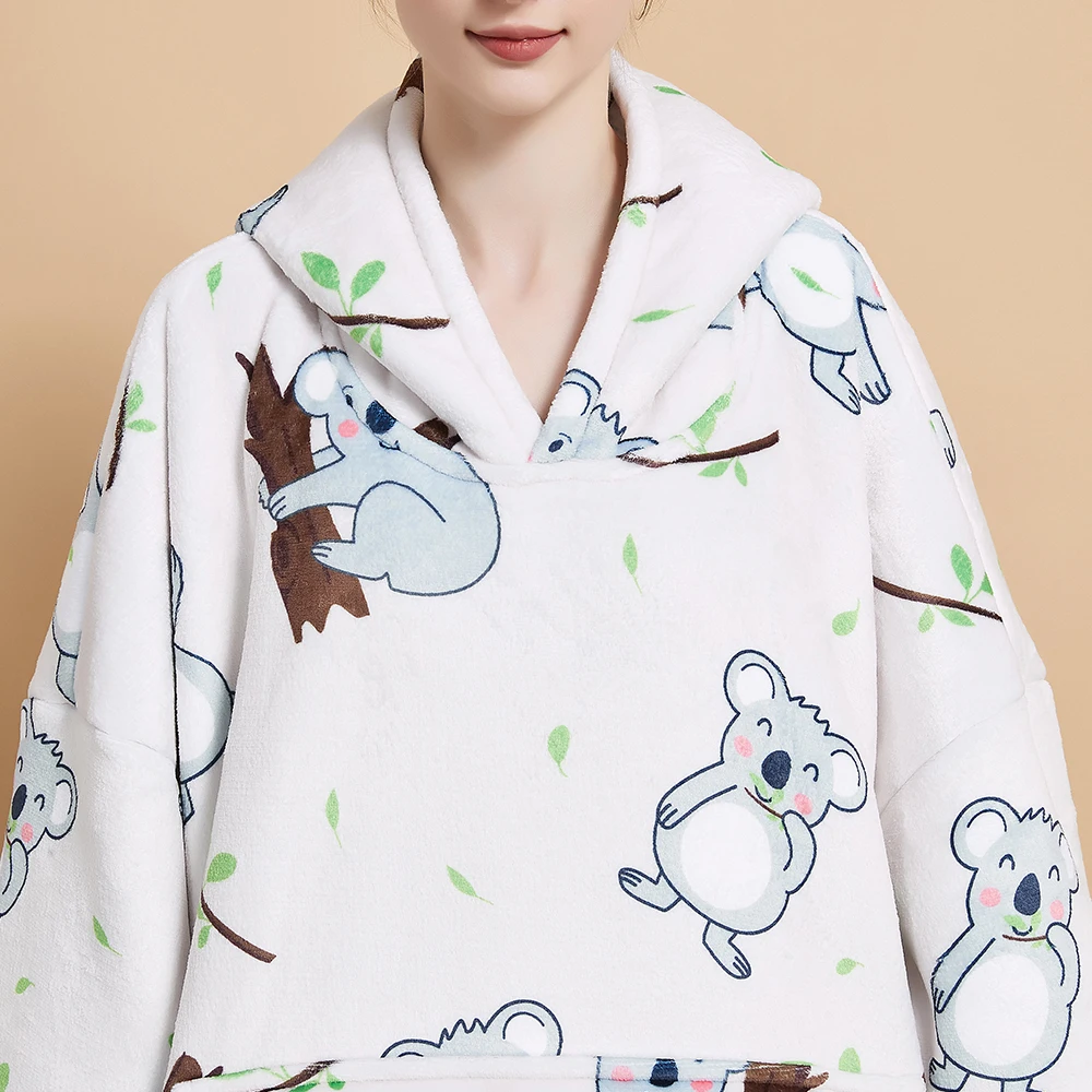 Super Wearable Sweatshirt Sherpa Oversized Fluffy Plush Breathable Comfortable Hoodie Blanket